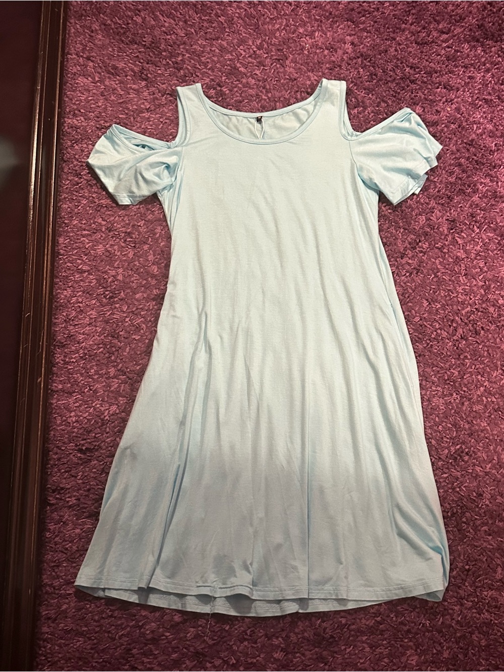 Light Blue Cold-Shoulder Swing Dress